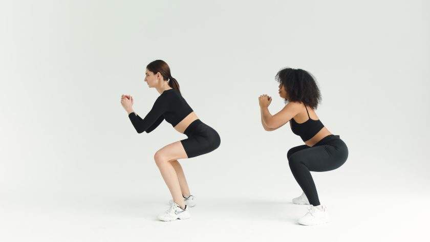 Squats Muscles Worked Females doing bodyweight squats.